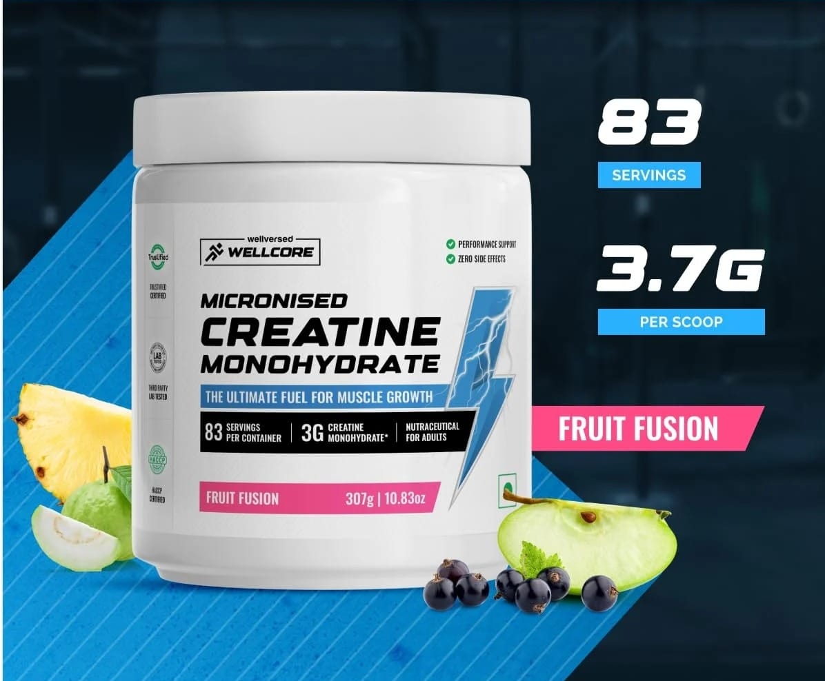(Wellcore) - Micronised Creatine Monohydrate - 307 gm (0.67 Lb), Fruit Fusion