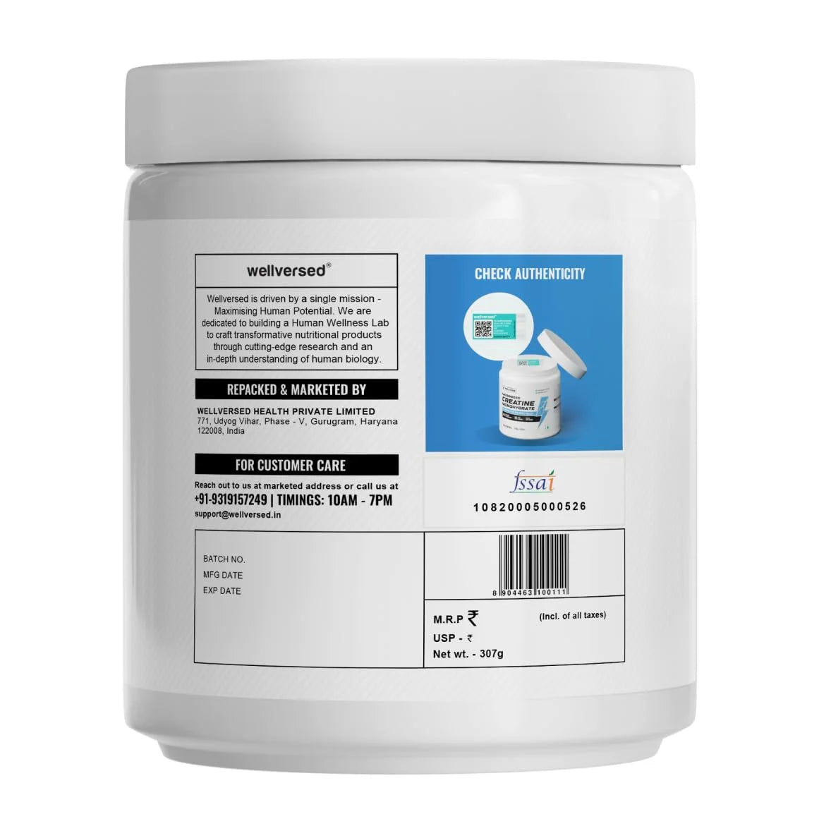 (Wellcore) - Micronised Creatine Monohydrate - 307 gm (0.67 Lb), Fruit Fusion